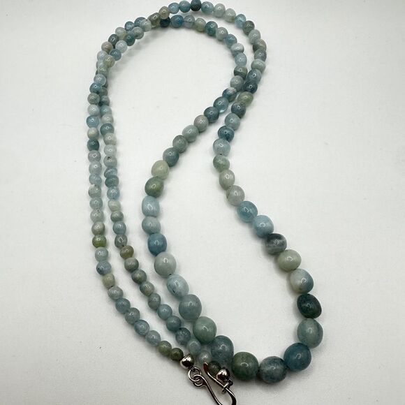 36" Jay King graduated aquamarine stone beaded necklace with 925 hook clasp! - Picture 3 of 13